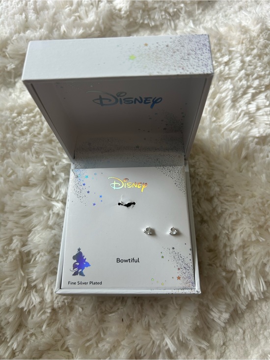 Disney Other - Disney Bowtiful Silver-Plated Kids Bow Stud Earrings - Silver